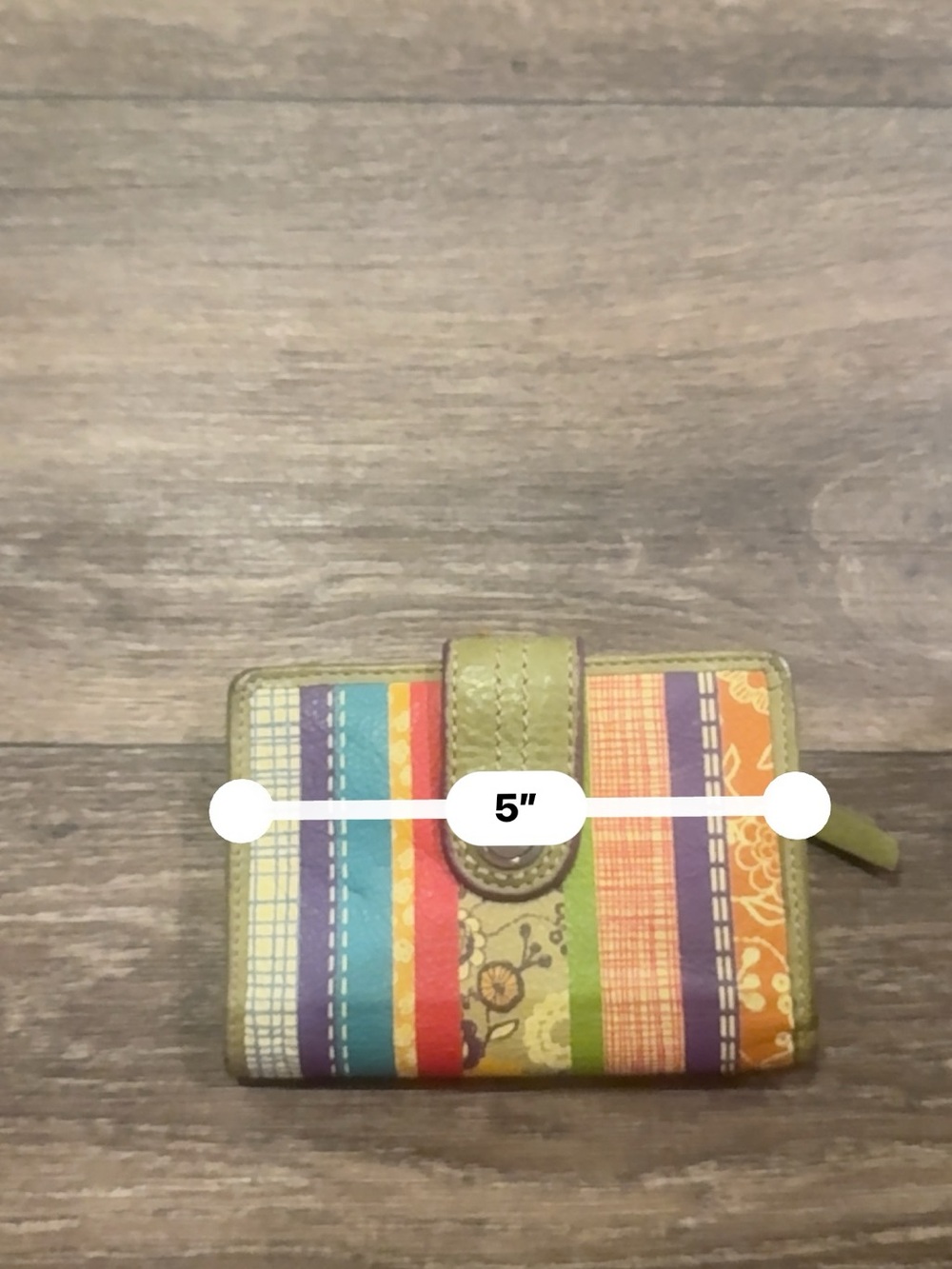 Fossil Multicolor Striped Leather Wallet with Light Green Trim - Picture 13 of 14
